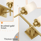 AONEON Bathrom Light Fixtures Modern Gold 3 Vanity Lights Over Mirror, Wall Lamps with White Frosted Glass Shade for Toilet Washroom Bath T001GD-L3