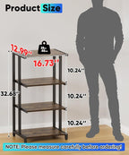 Ardier 4-Tier Wooden Media Stand, AV Media Stand Corner Shelf for TV Accessories/Audiovisual Equipment/Optical Disc/PS4, Audio Storage Rack for Living Room, Gaming Room, Music Studio, Black