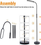 CeSunlight CRI95+ Floor Lamps for Living Room, 18W 3000LM Standing Lamp with 3 Color Temps, Gooseneck Adjustable Dimmable Lamp with Remote, Touch Control for Bedroom, Office, Tattoo Light