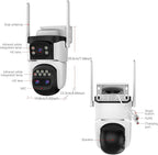 VSTARCAM Three-Lens Security Camera,2K Outdoor Camera,Human Detection,Home Security Cameras Outdoor,Night Vision,Siren & Spotlight Alarm,Two Way Audio,Local & Cloud Storage,10x Zoom