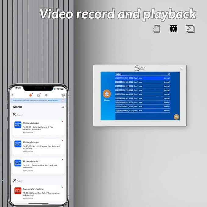 Wired Video Door Phone Apartment Intercom System,7 Inch Touch Monitor with 1080P HD Camera Doorbell,Supporting 5 in 1 Unlocking,Minitoring Motion Detecting for Home Villa,Tuya (1 doorbell + 4 monitor)
