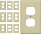 Duplex Wall Plates Kit by Enerlites 8821-I Home Electrical Outlet Cover, 1-Gang Standard Size, Unbreakable Polycarbonate Material, Ivory- 10 Pack Dual Port Replacement Receptacle Faceplates