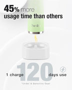 7AM2M Sonic Electric Toothbrush with 6 Brush Heads for Adults&Kids, One Charge for 120 Days, Wireless Fast Charge, 5 Modes, 40000VPM Powered Toothbrush, 2 Minutes Built in Smart Timer (Light Green)