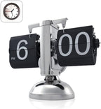 WoneNice Retro Digital Flip Down Clock -Battery Powered Internal Gear Operated Clock for Office Bedroom Kitchen School Hotel Café Décor- Black