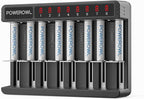 POWEROWL Rechargeable AAA Batteries Kit - 8 Pack 1000mAh High Capacity Low Self Discharge NiMH Double A Battery with 8 Independent Slots Charger