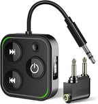 2026 Pro Bluetooth 5.4 Transmitter Receiver, 2-in-1 Wireless Audio Adapter for Airplane/TV/PC/Gym - Dual Link Headphone, Low Latency, Battery Display, Built-in Mic, 30H Playtime, Aviation Metal Frame