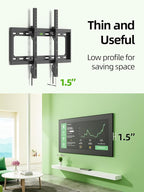 USX Mount UL Listed TV Mount Low Profile for Most 26-60" Flat Screen LED, LCD, Curved TVs, TV Wall Mount Bracket Tilt VESA 400x400mm- Up to 99lbs, Quick Lock and Release to Mounts on 12" 16" Stud