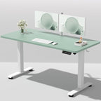 Veken 55 Inch Large Electric Standing Desk, 4 Memory Heights Adjustable,Sit to Stand Up, Work Home Office Computer Table for Study, Walking Pad, Writing, and Games, Wooden Desktop Desks, Green