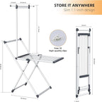 Unkqan Clothes Drying Rack, Foldable Laundry Rack for Indoor Outdoor, 10pcs Sock Clips, Collapsible Space-Saving Drying Rack for Clothes Towels Dolls, White (Gray-Hanger)