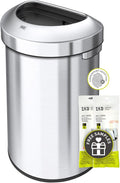 EKO Urban 21 Gallon Semi-Round Open Top Waste Bin, Stainless Steel Half Round Commercial Trash Can for Indoor and Outdoor, Extra Large Metal Garbage Bin for Home, Office, Restaurant, Restroom, 80L