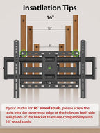 USX Mount Full Motion TV Wall Mount for Most 42-90 inch Flat Screen/LED/4K, TV Mount Bracket Dual Swivel Articulating Tilt 6 Arms, Max 16" Wood Studs, VESA 600x400mm, Holds up to 132lbs