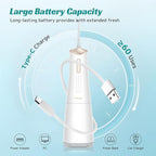 FlossJet Water Dental Flosser Cordless Oral Irrigator with 300ml 5 Tips 4 Modes USBCharger Portable Travle Irrigation Cleaner IPX7 Electric Irrigador Dental for Teeth Cleaning (White)