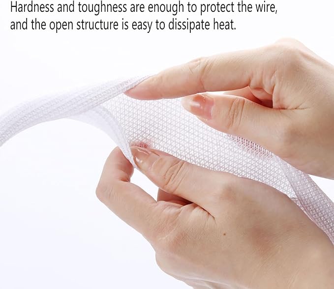 QCSIW 50ft 1 Inch White Cable Sleeve – Split Wire Loom Tubing Cord Protector – Flame Retardant Polyester Cable Management Wrap for Desk, TV, PC – Pet Chew Resistant & Easy to Cut