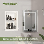 Recessed Medicine Cabinet,14x18 Bathroom Cabinet with Storage,Strong MDF in Wall Shower Niche,Bathroom Niche for Shower Wall for Home,Wall Niches Insert for Drywall,White Marble