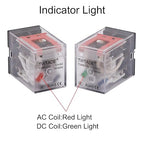 TWTADE AC 110V/120V Relay 5A Electromagnetic Power Coil Relay 14 Pins 4PDT 4NO+4NC HH54P MY4J with Indicator Light & Socket Base -YJ4N-GS