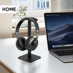 JIKIOU Headphone Stand Gaming Headset Holder Universal Aluminum Metal Headphones Holder Hanger with Aluminum Supporting Bar Flexible Headrest ABS Solid Base for All Headphone 2 Pack (Black)