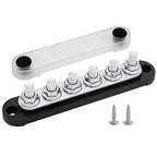 6 x M8 (5/16") Studs Power Distribution Block Bus Bar 12V, Ampper 5.9" HD 200A Marine BusBar Battery Distribution Block W/Cover for Car Boat Solar (Black)