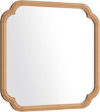 Ferytane Square Natural Wood Mirror 24X24 Inch,Wood Mirror for Bathroom Over Sink Rounded Corner Wooden Framed Mirror for Vanity, Entryway, Living Room Farmhouse, Tempered Glass (Natural Beech Wood)