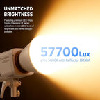 Godox Litemons LE200Bi Bicolor LED Video Light, 220W 57700Lux@1M CRI98+ Bowens Mount LED Light, Studio Bright with APP Control, 11 FX Effects, 0-100% Brightness(White)