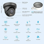 Anpviz 4MP PoE Camera Black, Full Metal Turret Security IP Camera Outdoor Indoor, Smart Dual Light Color Night Vision, AI Human Motion Detection, Built-in Mic, 2.8mm Lens, NDAA