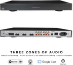 VSSL A.3X 6-Channel, 3 Zone, Audio Streaming Amplifier, Compatible with AirPlay 2, Chromecast, Amazon Alexa, Spotify Connect, Bluetooth| 6 Channel Whole Home Audio Amp | Multiroom Audio Controller