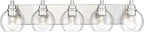 METWET Bathroom Light Fixtures, 5 Light Brushed Nickel Vanity Light, 32 Inch Modern Wall Sconces with Globe Clear Glass Shade, Vanity Lighting Fixtures Over Mirror, VL195-BN-CL-5