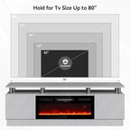 oneinmil 36" Electric Fireplace Integrated TV Stand - 70" 2-Tier Console for TVs up to 80", Ideal for Living Room Settings, Gray
