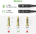 ChargeWorx 3.5mm Mic and Headphone Jack Splitter, Y-Splitter Adapter with High-Fidelity Sound Quality, Compatible with Smartphone, PC, Laptop, Tablet, and Gaming Consoles, Tangle-Free Cable