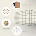 PAMANO Wall Photo Grid Shelf, Wall Hanging Ins Art Display Grid Panel for Decor & Storage, Metal Wire Notice & Memo Board, Mesh Tool Organiser Frame 2 Pcs (Black, 25.6 x 17.7 inches)