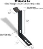 ULTRARM Moodular Add-ons Headphone Stand [Accessory Only - Requires Moodular Wooden Monitor Stand Slide Rails for Use] Black MSA-HS