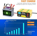 Outerman Car Battery Charger 12V 24V Lithium Battery Charger, Auto Battery Charger Maintainer for Car Boat Motorcycle Lawn Mower Lead Acid Battery or Lithium Battery Capacity: 6AH~105AH