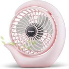 Viniper Battery Operated Fan, Usb Desk Fan : 180° Rotation and 3 Speeds Portable Office Fan, About 8-24 Hours Working for Office Home (Light Pink, Light Black Blade)