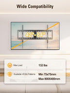 Mounting Dream Tilt TV Wall Mount for Most 42-84 inch TV, Universal Tilt TV Mount Wall Bracket with Low Profile Design, Max VESA 800x400mm and 132 LBS, Easy for Centering on 16", 18", 24", 32" Studs