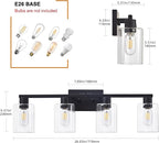 SOPEAS 4 Light Bathroom Vanity Light Fixtures, Black Farmhouse Bathroom Vanity Light with Clear Glass Shade, Bathroom Lighting Fixtures Over Mirror, Vanity Lights for Bathroom Mirror