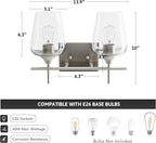 VONLUCE Bathroom Vanity Light, 2 Light Bathroom Light Fixture Over Mirror, Bathroom Wall Lamp with Clear Glass, Modern Brushed Nickel Vanity Lighting fixtures for Bathroom, Bedroom, Hallway