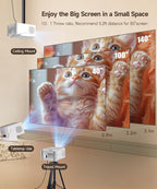 Android 14 Smart Projector with 4K 8K Support, Mini Projector with Wifi6 and Bluetooth5.4, 600 ANSI, Auto Focus & Obstacle Avoidance 1080P Portable Movie Proyector for Home Outdoor, Magcubic HY350Max