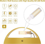 Aipsun Brushed Brass Wall Sconce Indoor Wall Lights Hardwired 1 Pack Up and Down Wall Mount Light for Living Room Bedroom Hallway Corridor Conservatory Warm White 3000K(with G9 Bulbs)