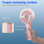 HandFan 2025 Upgraded Portable Misting Fan, Two Button Easy Operation, Handheld Rechargeable Mister Fan, Spray Water Mist Fans, Mini Electric Cooling Fans for Travel, Outdoors, Disney(Pink)