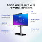 55 Inch Smart Board, Interactive Whiteboard, 4K UHD Touch Screen Digital Board, Digital Electronic Smartboard for Classroom,Office & Conference Rooms,Open App Ecosystem(Board & Wall Mount Only)