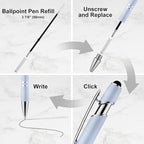 LINFANC 12 Pack Morandi Ballpoint Pen with Stylus Tip, 1.0 mm Black Ink Smooth Writing Pens, Metal Stylus Pens for Touch Screens