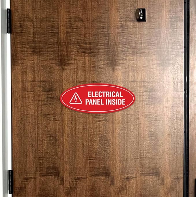 Signs ByLITA Oval Electrical Panel Inside Sign (Brushed Silver) - Small 2 Pack