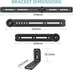 HCMOUNTING Soundbar Mount Bracket, Sound Bar Mounts Under TV or Above TV Fits Most Sound Bars Up to 20 Lbs, Soundbar TV Mount with 180° Adjustable Extension Plates and L-Shaped Hooks