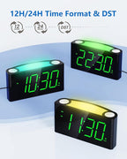 Digital Alarm Clock for Bedroom - 7 Color Night Light, USB and Type-C Charger,7.5" Large Number Screen & Dimmer,12/24H,Battery Backup,Easy Loud Electric Alarm Clock for Heavy Sleeper,Boy&Girl Kid Teen
