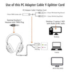 ienza PC Headset/Microphone Splitter Adapter Cable Y-Splitter Compatible with Astro A10 A40, Turtle Beach, HyperX Cloud SteelSeries, Sennheiser, Razer & Other Gaming Smartphone Headsets