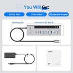 TobenONE Powered USB C Hub, 11-in-1 10Gbps USB C Splitter with 5 USB-A and 5 USB-C, 72W Adapter, 100W PD-IN, 45W USB C Charging Port, USB C Expander for Laptop/PC, MacBook, iPad,Phone(Not for Monitor)