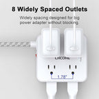 Surge Protector Power Strip - CHCORE 10 Ft Braided Extension Cord with 8 Outlets with 4 USB (2 USB C) Charging Ports, Flat Plug Multi Plug Outlet Extender Charging Station for Home Office, ETL, White