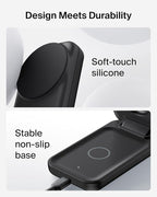 Belkin MagSafe Charger Compatible, 3-in-1 Charging Station, Qi2.2 25W Magnetic Wireless Charger Dock, Foldable Charging Stand for iPhone 17/16/15, Apple Watch, AirPods, Pixel 10 (45W Adapter Included)