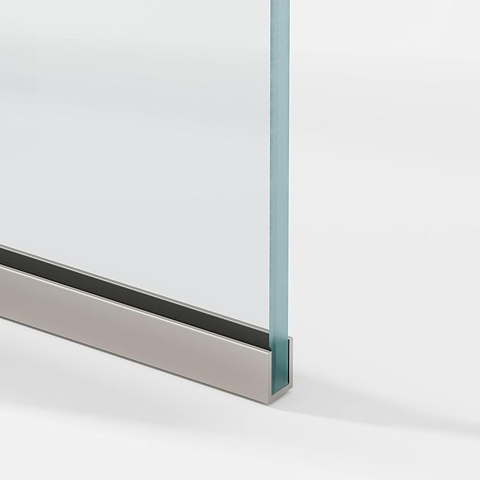 Royalty Fixed Shower Screen - 30" x 76" Frameless 3/8" Clear Tempered Glass Panel with Hardware - Easy Clean Smart Guard Coating - Minimalist Modern Design for Bathroom - Brushed Nickel