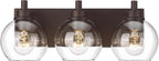 METWET Bathroom Light Fixtures Over Mirror, 3-Light Oil Rubbed Bronze Vanity Light with Clear Glass Globe Shade, Modern Sconces Wall Lighting, Bathroom Wall Lights for Bedroom Hallway, VL195-ORB-3