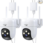 MUBVIEW 360° Security Cameras Wireless Outdoor,24/7 Wired Outdoor Camera for Home Security,Motion Tracking,5G/2.4G WiFi Security Camera,Night Vision, IP66,AI Detection,Local & Cloud Storage,2-Pack